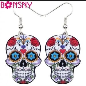 BONSNY Sugar Skull Earrings